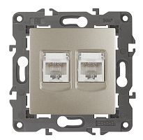 Розетка компьютерная без рамки Эра Elegance 2-м. RJ45+RJ45 5e шампань картинка